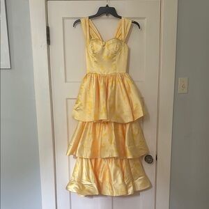 Yellow Ruffled Tiered Sweetheart Sundress